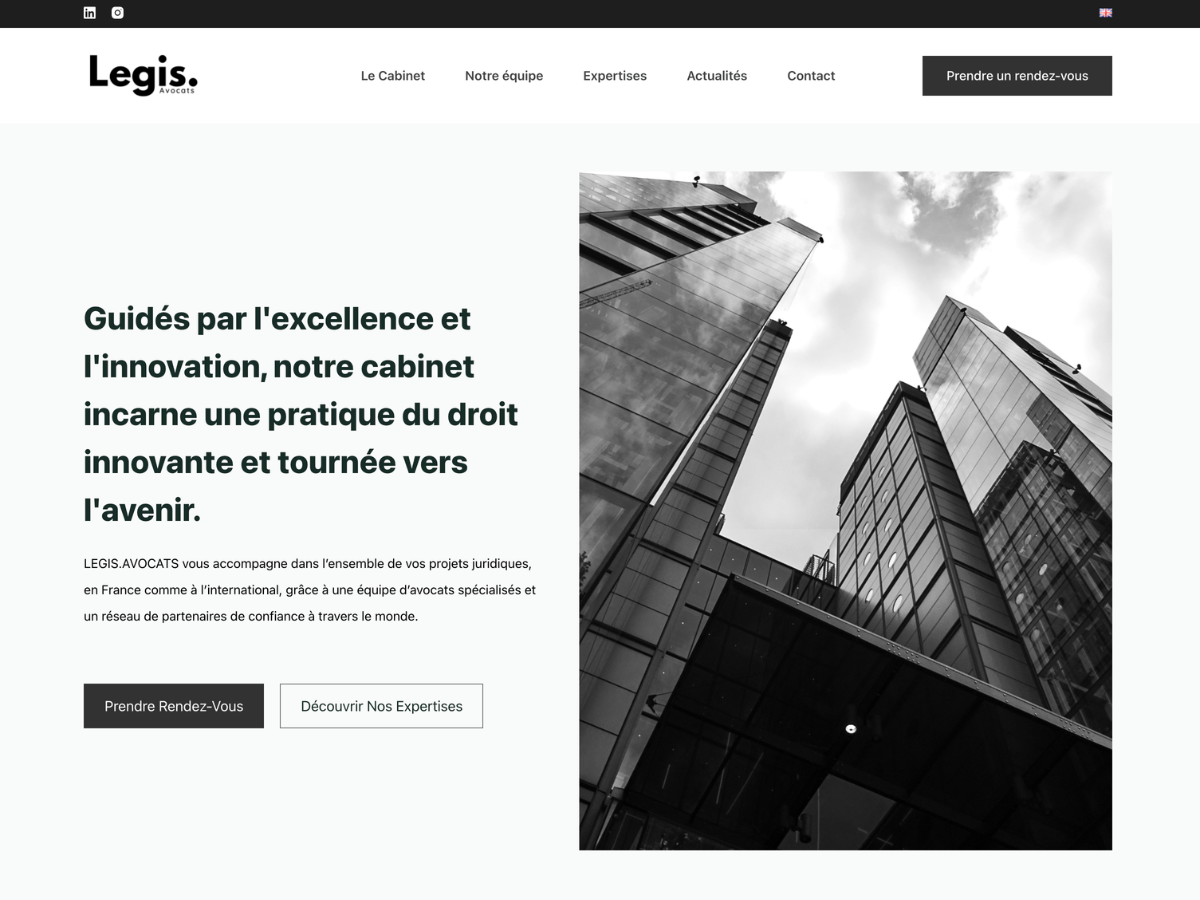 Capture d'écran du site Legis Avocats
